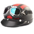 Leather Helmet With Motorcycle Half Open Face Sun Visor Goggles - 5