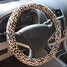 38CM Steering Wheel Cover Leopard Grip Print Full Plush Short Car Winter Warm - 3