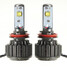 Pair H11 60W H8 Turbo 7200LM H9 with Wire 6000K LED Headlight Lamp - 1