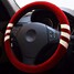 Red Black Car Steel Ring Wheel Cover Gray Plush 38CM Brown - 2