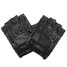 Men Sports PU Leather Tactical Outdoor Black Half Finger Fingerless Gym Gloves - 3