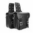 Black Motorcycle Saddlebags Strap Tool Bag Pair Double Buckle - 1