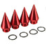 Wheels Lug Nuts Tuner Spikes Four 4pcs Red Rims Extended Aluminum 30MM - 5