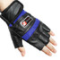 Black Red Sports Finger Leather Gloves Blue Men's Motorcycle Cycling Half Protective Biker - 11