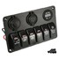 Rocker Switch Panel Circuit Cigarette Lighter Socket 6 Gang Voltmeter Boat Marine USB Socket - 4