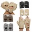 Women Driving Mittens Fingerless Sports Motorcycle Dance PU Leather Gloves - 1