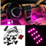 Orange Decoration Light Car Charger 3LED 12V 4 In 1 Purple Interior Lights - 3