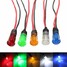 White with Wire LED Dash Panel Indicator 12V 8mm Green Amber Blue Light Lamp Red - 1