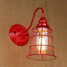 Country Wall Lamp American Red Glass Wrought Iron Vintage - 3
