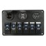 Socket Panel LED Rocker Switch Voltmeter USB Charger Cigarette 6 Gang Car Marine Boat - 3