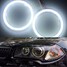 Outside Pair 60SMD Angel Eye 70mm 12V 10W COB White Ring Headlight Aperture - 2