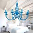 Chandelier Lamp Mediterranean Head Blue Bedroom Iron European Restaurant Garden - 3