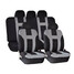 Black Front Rear Washable Universal Car Seat Covers Grey Piece Protectors - 1