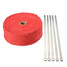 15M Red Exhaust Header Zip Tape Manifold Wrap Pipe Tie Heat Insulating - 1