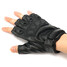 Men Sports PU Leather Tactical Outdoor Black Half Finger Fingerless Gym Gloves - 5