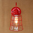Country Wall Lamp American Red Glass Wrought Iron Vintage - 2