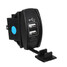 UTV Dual USB Charger Rocker Switch Backlit Blue LED Boat Car 12V-24V Waterproof - 4