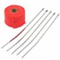 Header Strips Red Shields Heat Insulation Turbo 4.5m Metal Exhaust Pipe Wrap - 1