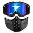 Modular Face Mask Shield Blue Lens Detachable Motorcycle Helmet Riding Goggles - 2