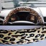 38CM Steering Wheel Cover Leopard Grip Print Full Plush Short Car Winter Warm - 5