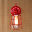 Country Wall Lamp American Red Glass Wrought Iron Vintage - 6