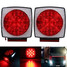 Square Orange Truck Trailer Rear Brake LED White Red Lamp Plate Lights Stud Tail Mount 12V - 1