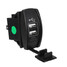 Green LED Backlit 5V 3.1A Car Boat Output Dual USB Charger Rocker Switch - 7