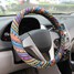 38CM Car Steel Ring Wheel Cover Non-Slip Wrap Colorful Natural Universal Fiber - 1