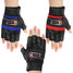 Black Red Sports Finger Leather Gloves Blue Men's Motorcycle Cycling Half Protective Biker - 4
