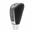 Diamond Round Aluminum Black Knob Shift Gear Stick Shifter Head Leather Car - 1