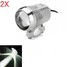 Silver Motorcycle Low Beam Light High 2Pcs LED Headlights - 1