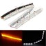 1Pair Yellow LED Turn Lights Lamp Streamer Daytime Running Lights Steel Ring White - 2