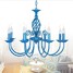 Chandelier Lamp Mediterranean Head Blue Bedroom Iron European Restaurant Garden - 2