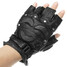 Finger Leather Gloves Black Half Boxing Biker Protective Men's Motorcycle Cycling Sports - 3