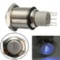 12V Push Button Switch Waterproof Horn 16mm Lighted Metal Momentary Blue LED - 1