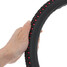 Car Steel Ring Wheel Cover Anti-slip Black PU Leather Grey Wrap - 6
