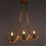 E14 Country Rope Vintage Chandelier Three Industrial American Head - 1