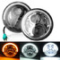 Angel Eyes LED Turn Signal Headlight Hi Lo Beam Harley Davidson DRL 7Inch Jeep Cherokee - 1