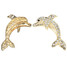 3D Silver Gold Metal Rhinestone Car Stickers Fish Shape - 1