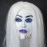 White Mask for Halloween Bleeding Creepy Hair Long Latex - 2