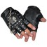 Cool Motorcycle Half Finger Gloves Chain Punk Skull Leather Rivet - 5