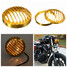 Headlight Motorcycle Bullet Halogen 6inch Golden Harley CNC Aluminum Grill - 4