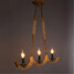 E14 Country Rope Vintage Chandelier Three Industrial American Head - 4