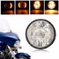 Amber LED Turn Signal Indicators 35W Harley Honda Motorcycle Headlight 7inch H4 - 3