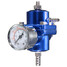 Fuel Pressure Regulator Pressure Gauge Adjustable Blue PSI - 2