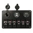 Rocker Switch Panel Circuit Cigarette Lighter Socket 6 Gang Voltmeter Boat Marine USB Socket - 3