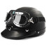 Leather Helmet With Motorcycle Half Open Face Sun Visor Goggles - 7