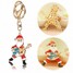 Santa Metal Keychain Car Purse Bag Rhinestone Head Key Chain Ring Pendant - 1