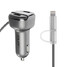 USB Car Charger Two Phone Car Charger Cigarette Lighter With Voltage One in Switch Lines - 1