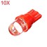Lamp DC 12V Car Auto Lights Fog 1W Instrument 25LM Bulb Motorcycle Steel Ring 10Pcs T10 Red - 1